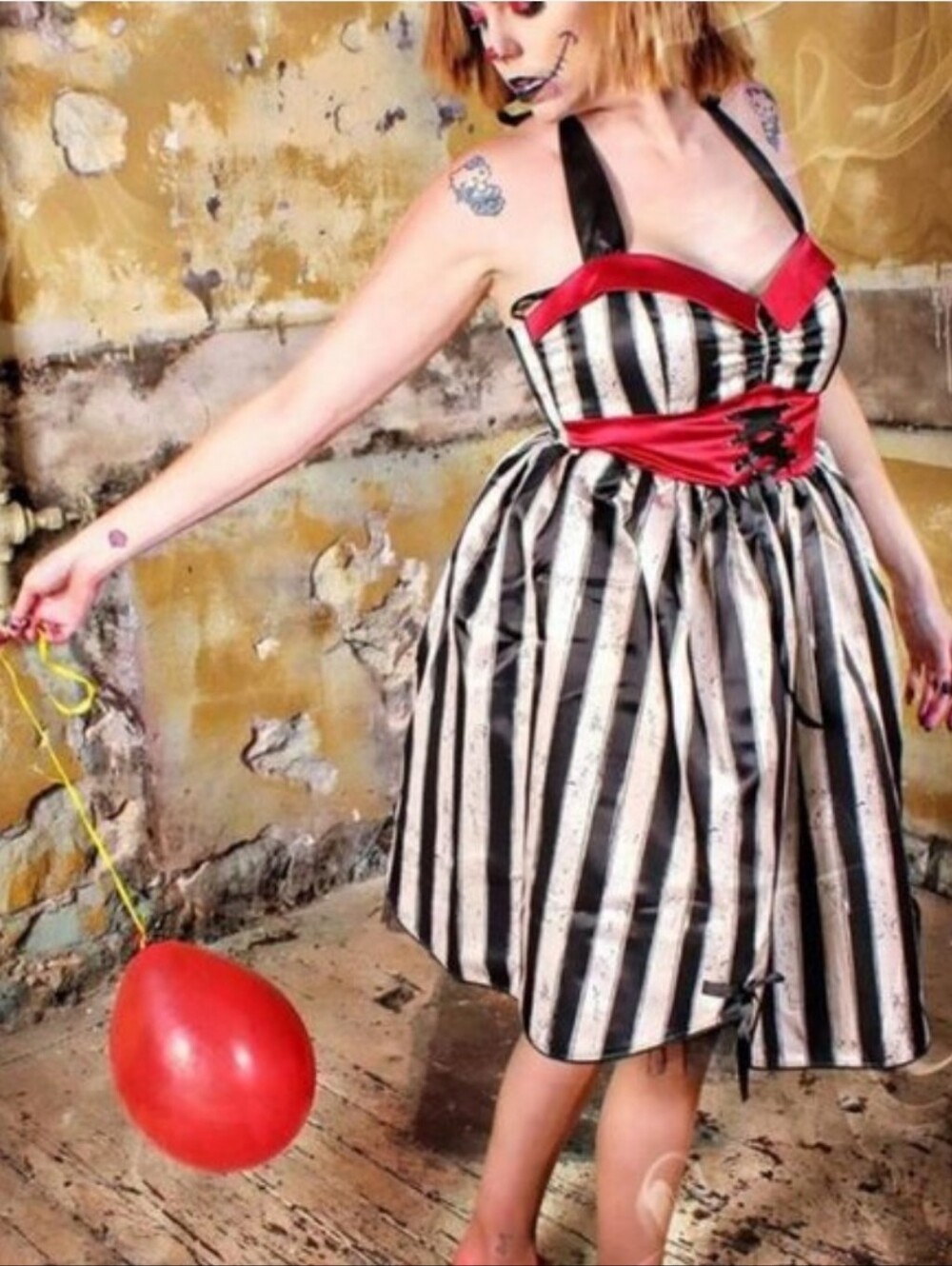 New! 3x [Hot Topic x American Horror Story] AHS Striped Halter Dress RARE! HTF!